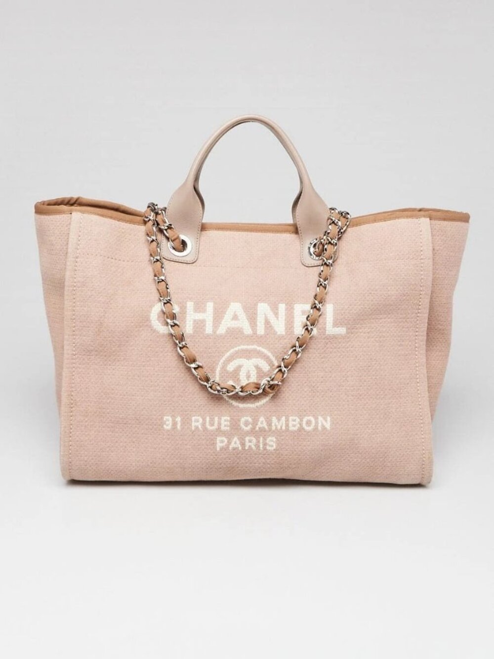 Chanel Brown Canvas Medium Deauville Shopping Tote Bag